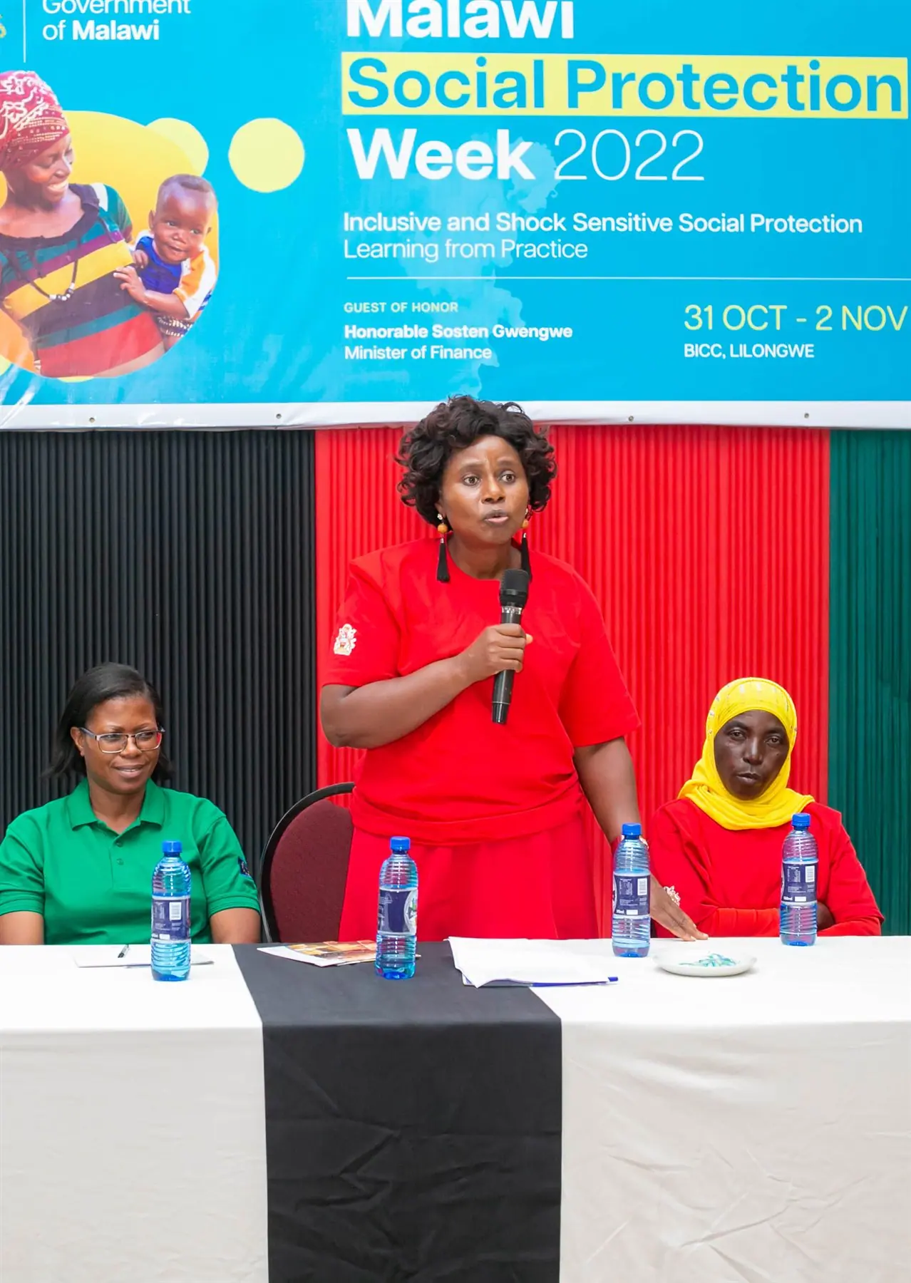 A community representative speaking during a national dialogue on social protection